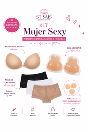 Kit Mujer Sexy (Kony Bra +  Pack cacheteros Encaje + Brasier)
