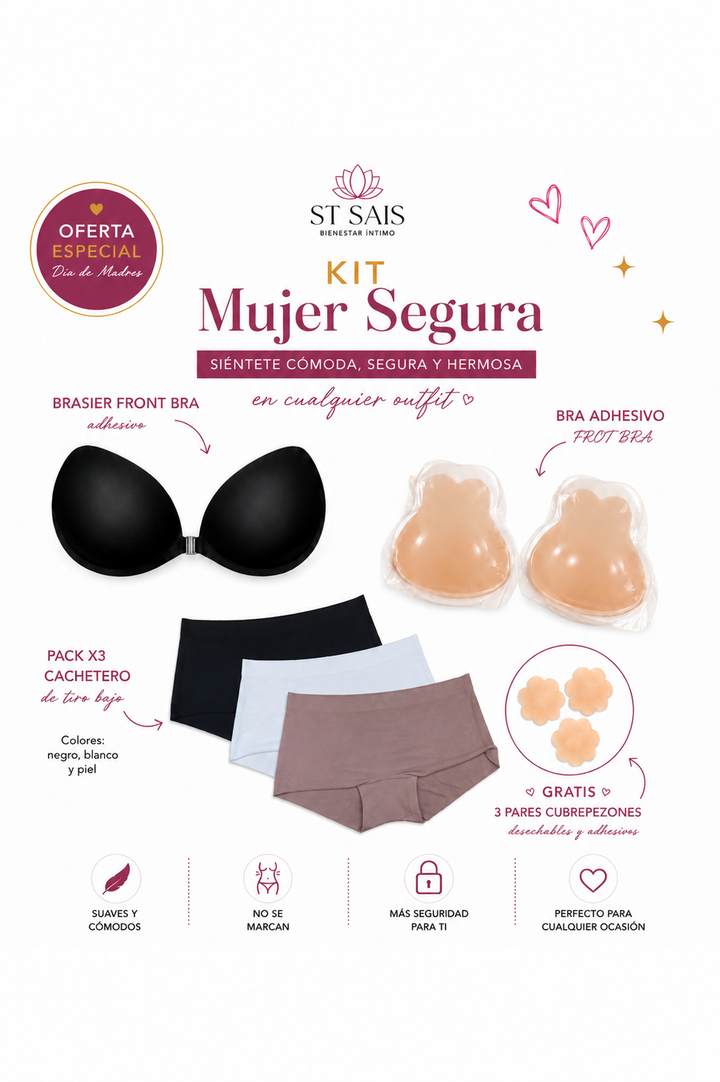 Kit Mujer Segura (Kony bra + Pack de Pantys + Brasier Negro)