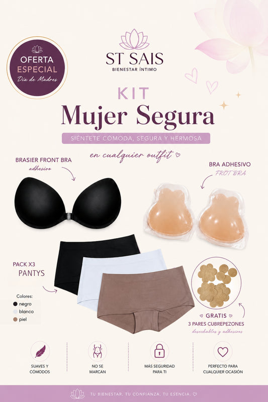 Kit Mujer Segura (Kony bra + Pack de Pantys + Brasier Negro)